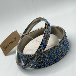Silver Blue Beaded Bangle Set Erica Lyons